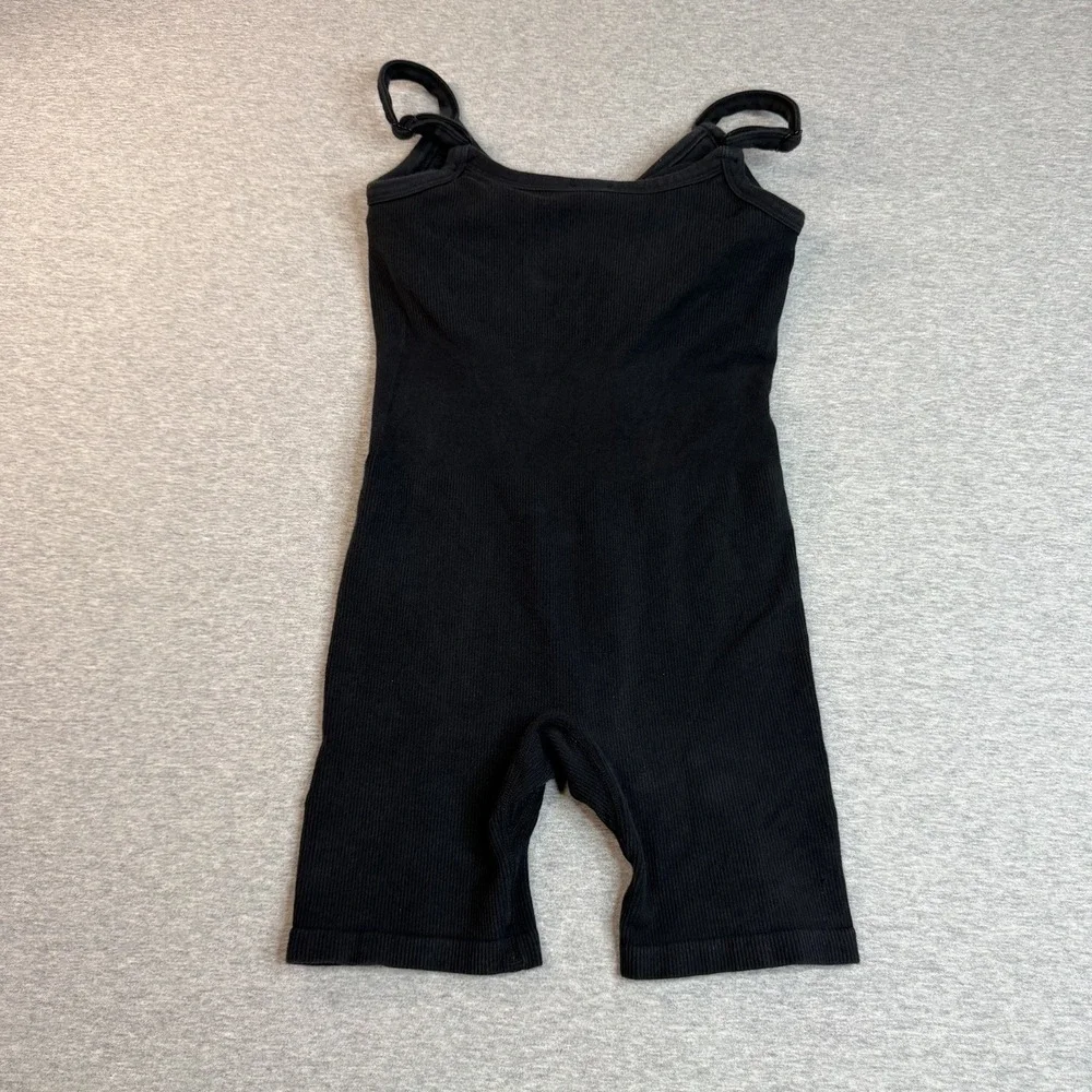 Alo Yoga Seamless Ribbed Mellow Romper Black Romper Unitard Bodysuit Size XS